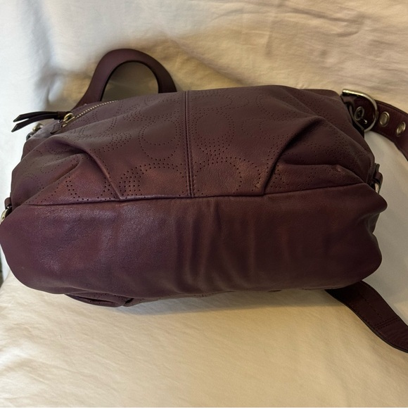 Coach Purple Perforated C Leather Shoulder Crossbody Bag - Picture 3 of 6